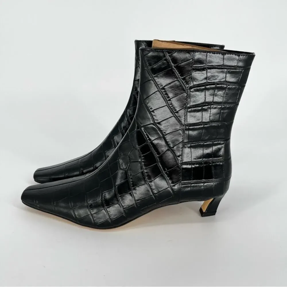MICHAEL Michael Kors Cosmo Croc Embossed Kitten Heel boots black - 6